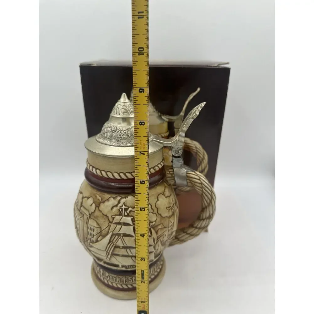 Vintage Avon 1977 Tall Ships Collectors Beer Stein w Lid Hand Made Brazil New